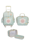 KIT MOCHILA DE RODINHAS + LANCHEIRA + NÉCESSAIRE KIDS MARGARIDA - MENTA