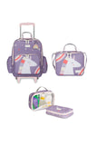 KIT MOCHILA DE RODINHAS + LANCHEIRA + NÉCESSAIRE KIDS UNICÓRNIO - ROXO