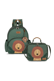 MOCHILA KIDS + LANCHEIRA - LEÃO - VERDE - MASTERBAG KIDS