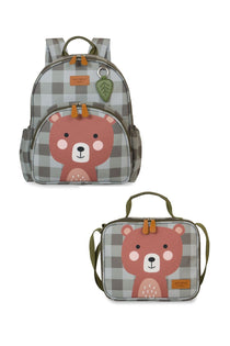 MOCHILA + LANCHEIRA KIDS BEAR - OLIVA - MASTERBAG KIDS