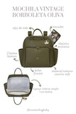 MOCHILA VINTAGE BORBOLETAS - OLIVA