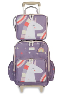 MOCHILA DE RODINHAS + LANCHEIRA KIDS UNICÓRNIO - ROXO - MASTERBAG KIDS