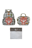 KIT MOCHILA + LANCHEIRA + SAQUINHO ORGANIZADOR KIDS BEAR - OLIVA