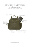 MOCHILA VINTAGE AVIÃO LISA - OLIVA