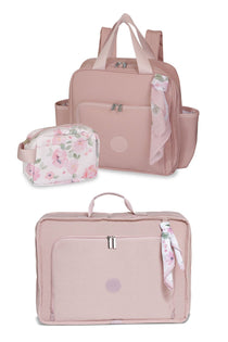 Kit Mala de Maternidade + Mochila + Porta Fralda – Coleção Flora | Masterbag Baby