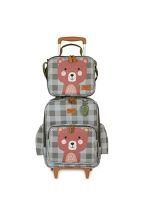 MOCHILA DE RODINHAS + LANCHEIRA KIDS BEAR - OLIVA - MASTERBAG KIDS