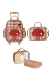 KIT MOCHILA DE RODINHAS + LANCHEIRA + NÉCESSAIRE KIDS COGUMELOS - CARAMELO
