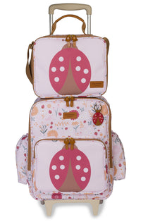 KIT MOCHILA DE RODINHAS + LANCHEIRA KIDS JOANINHA - ROSA