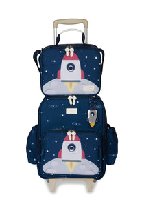 MOCHILA DE RODINHA + LANCHEIRA KIDS - ESPAÇO - MARINHO - MASTERBAG KIDS