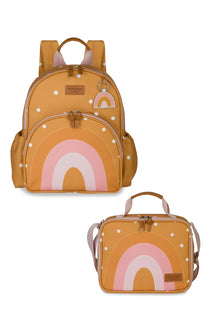 MOCHILA + LANCHEIRA KIDS ARCO-ÍRIS BOHO - MOSTARDA - MASTERBAG KIDS