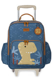 MOCHILA DE RODINHAS + LANCHEIRA KIDS DINOSSAURO - AZUL - MASTERBAG KIDS