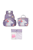 KIT MOCHILA + LANCHEIRA + SAQUINHO ORGANIZADOR KIDS UNICÓRNIO - ROXO