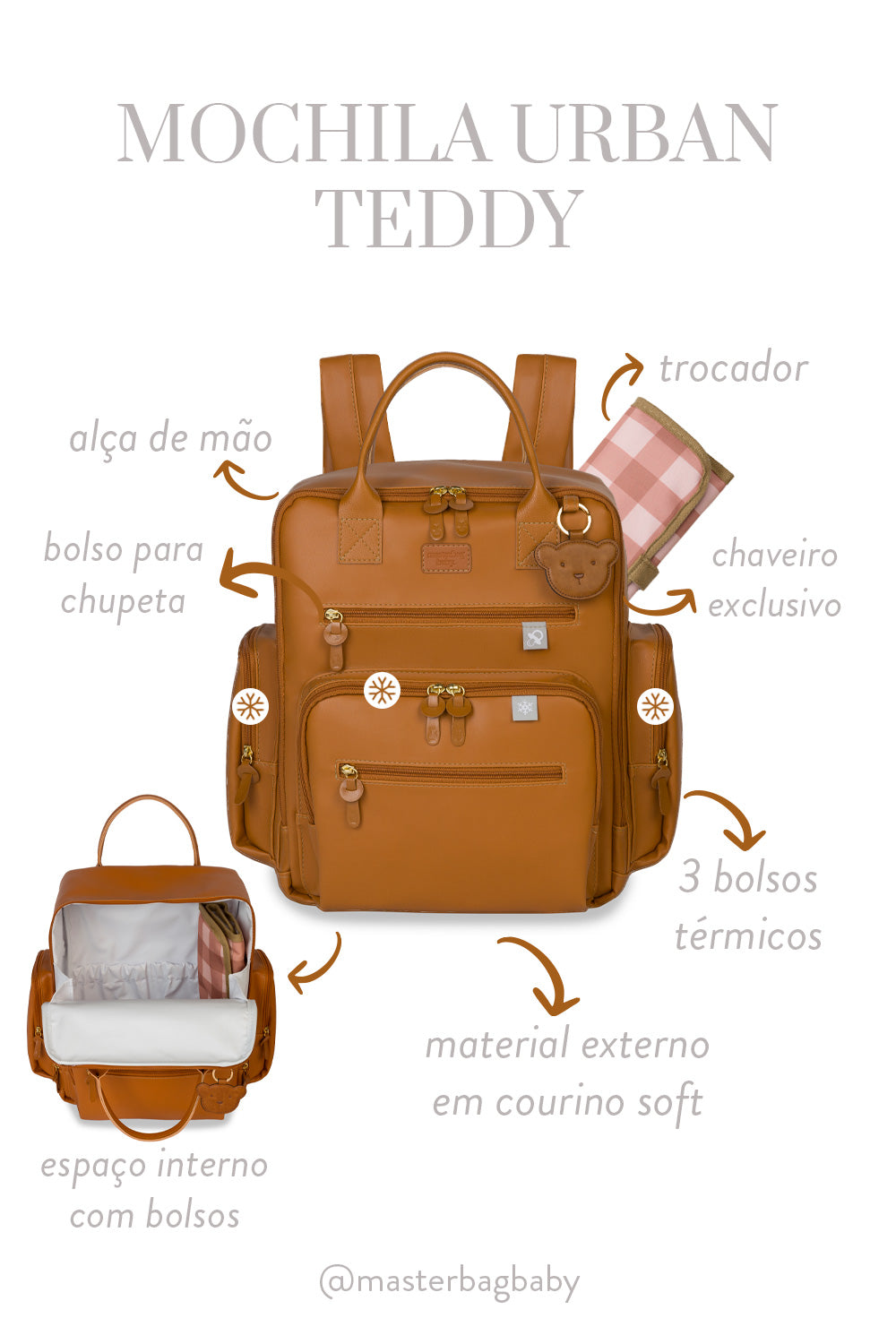 MOCHILA URBAN TEDDY - CARAMELO - MASTERBAG – Masterbagbaby