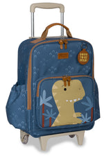 MOCHILA DE RODINHAS + LANCHEIRA KIDS DINOSSAURO - AZUL - MASTERBAG KIDS