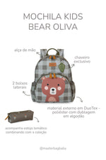MOCHILA KIDS BEAR - OLIVA - MASTERBAG KIDS