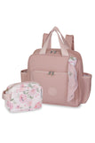 Kit Mala de Maternidade + Mochila + Porta Fralda – Coleção Flora | Masterbag Baby