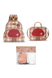 KIT MOCHILA + LANCHEIRA + SAQUINHO ORGANIZADOR KIDS COGUMELOS - CARAMELO