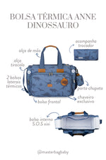 BOLSA TÉRMICA ANNE DINOSSAURO - AZUL