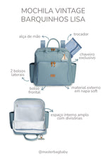 MOCHILA VINTAGE BARQUINHOS LISA - AZUL