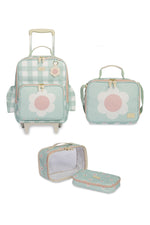 KIT MOCHILA DE RODINHAS + LANCHEIRA + NÉCESSAIRE KIDS  MARGARIDA - MENTA