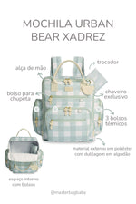 MOCHILA URBAN BEAR XADREZ - MENTA - MASTERBAG
