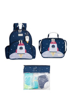 KIT MOCHILA + LANCHEIRA + SAQUINHO ORGANIZADOR KIDS ESPAÇO - MARINHO