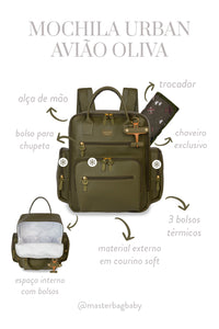 MOCHILA URBAN AVIÃO LISA - OLIVA