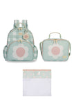 KIT MOCHILA + LANCHEIRA + SAQUINHO ORGANIZADOR KIDS MARGARIDA - MENTA