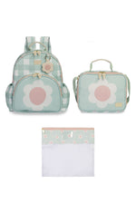 KIT MOCHILA + LANCHEIRA + SAQUINHO ORGANIZADOR KIDS MARGARIDA - MENTA