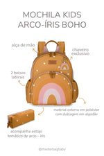 MOCHILA KIDS ARCO-ÍRIS BOHO - MOSTARDA