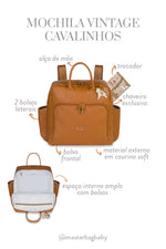 MOCHILA VINTAGE CAVALINHO LISA - CARAMELO