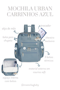 MOCHILA URBAN CARRINHOS - AZUL