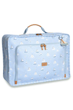 MALA VINTAGE BARQUINHOS ESTAMPADA - AZUL