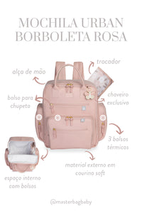 MOCHILA URBAN BORBOLETAS - ROSA