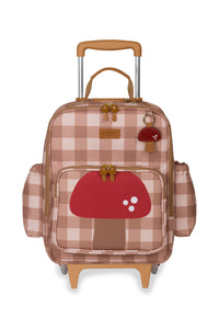 KIT MOCHILA DE RODINHA + LANCHEIRA KIDS - COGUMELOS - CARAMELO