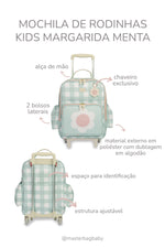 MOCHILA DE RODINHA KIDS MARGARIDA - MENTA | ENVIO 29/01