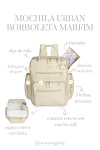 MOCHILA URBAN BORBOLETAS - MARFIM