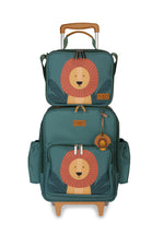 MOCHILA DE RODINHA + LANCHEIRA KIDS - LEÃO - VERDE - MASTERBAG KIDS