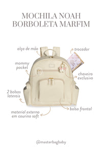 MOCHILA NOAH BORBOLETAS - MARFIM