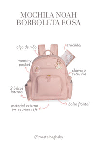 MOCHILA NOAH BORBOLETAS - ROSA