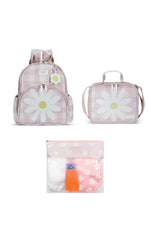 KIT MOCHILA + LANCHEIRA + SAQUINHO ORGANIZADOR KIDS MARGARIDA - ROSA
