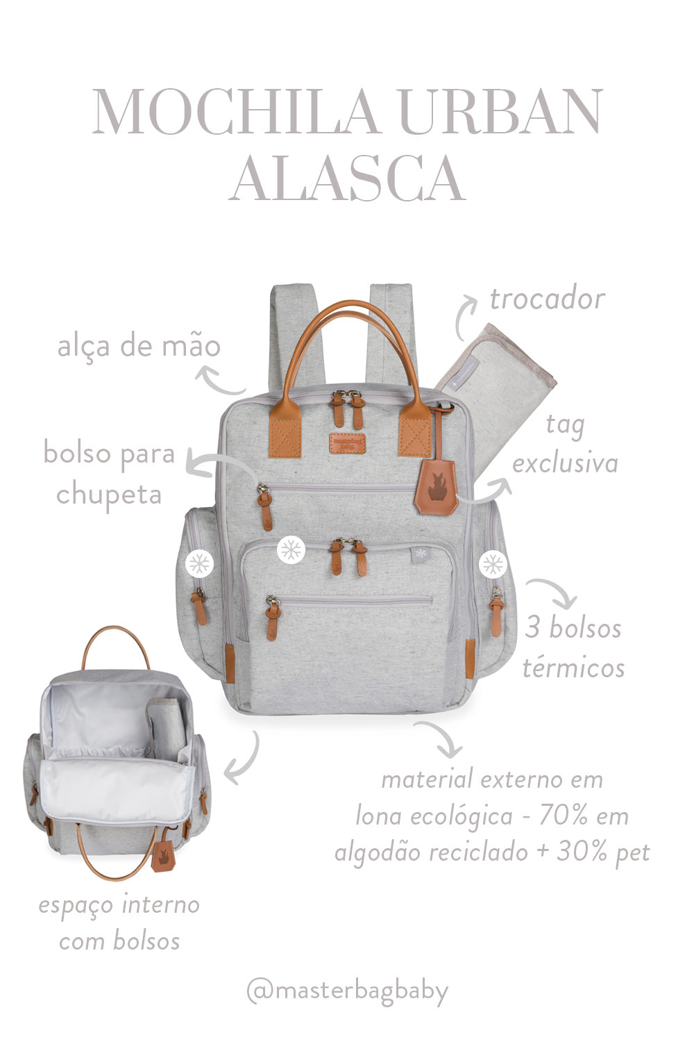 MOCHILA URBAN ALASCA - CINZA - MASTERBAG – Masterbagbaby